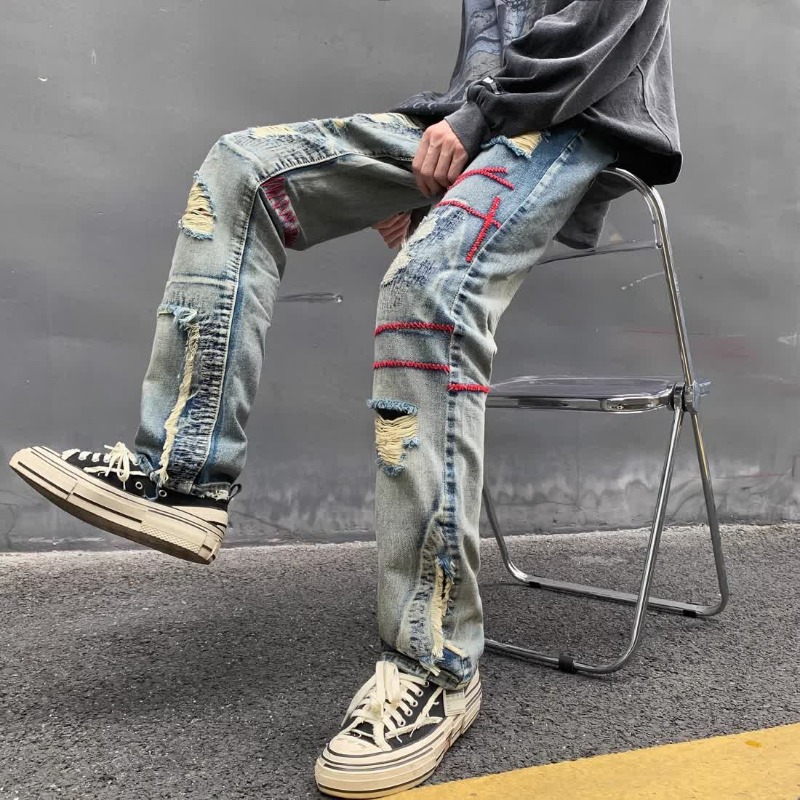 Torn Male Cowboy Pants Broken  - Street Fashion Men 2025 recension och pris