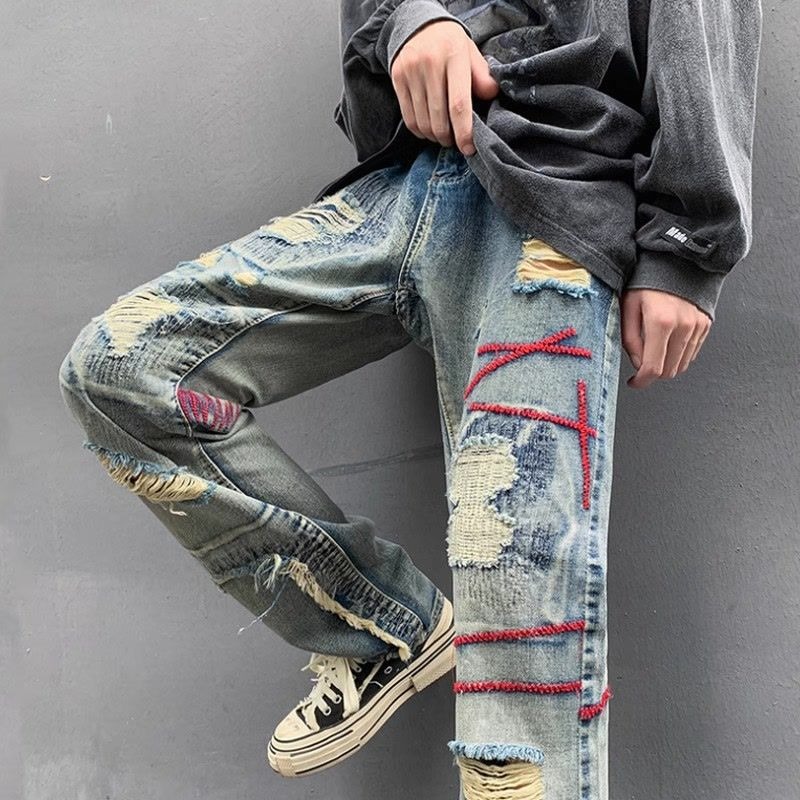 Torn Male Cowboy Pants Broken  - Street Fashion Men 2025 recension och pris