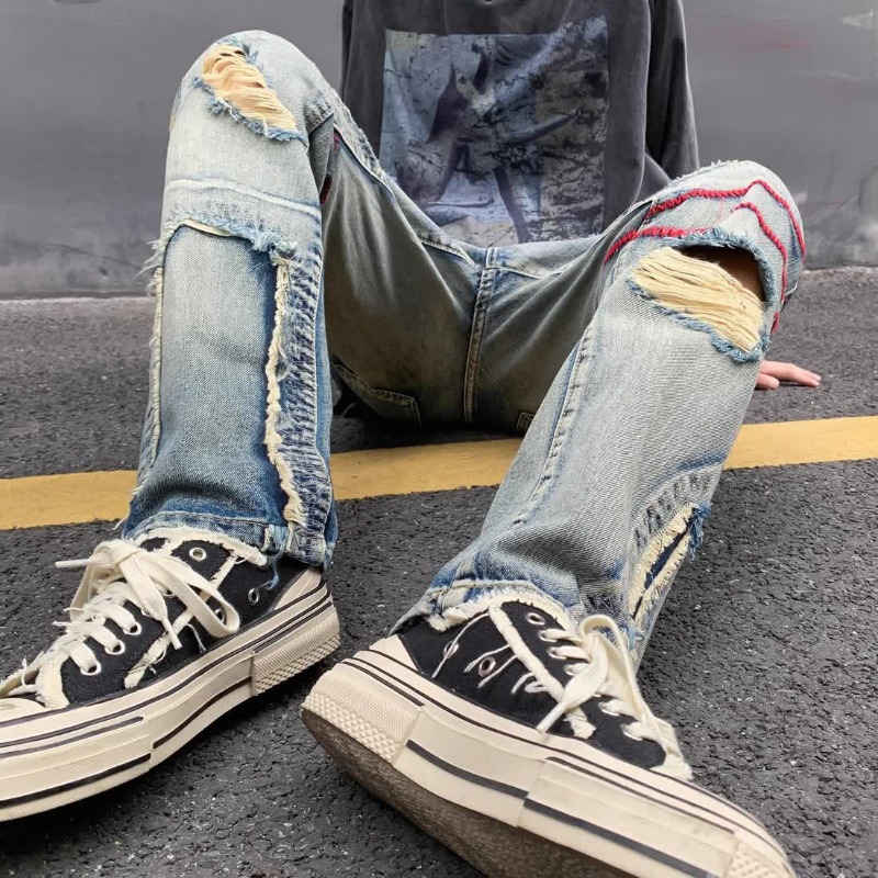 Torn Male Cowboy Pants Broken  - Street Fashion Men 2025 recension och pris
