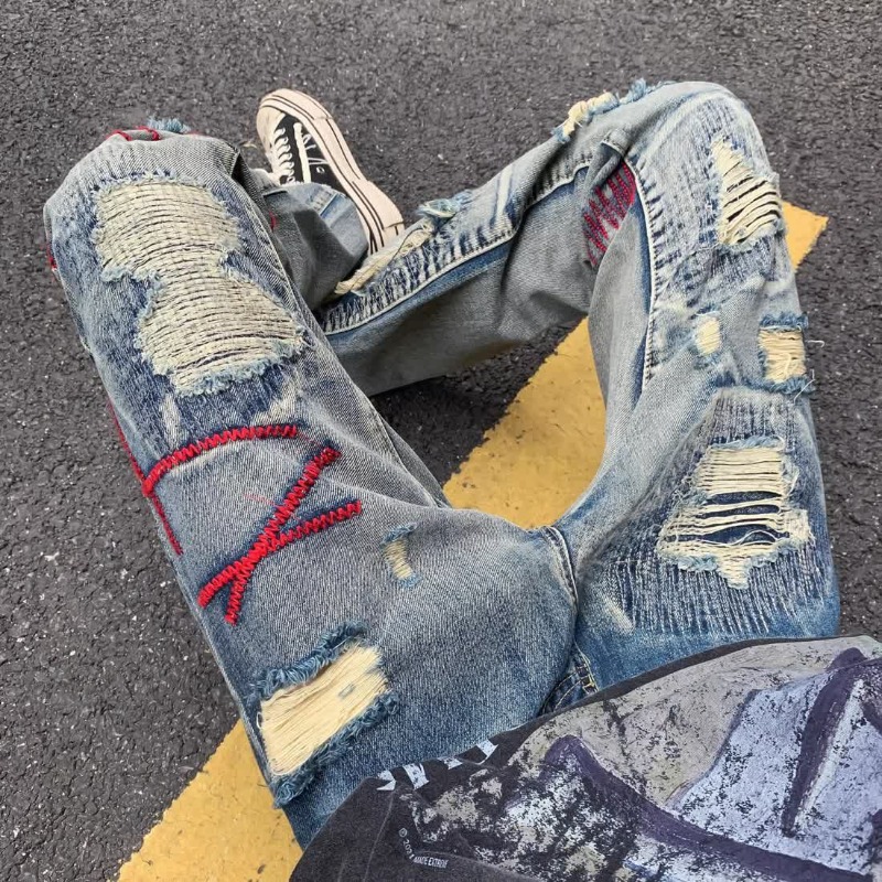 Torn Male Cowboy Pants Broken  - Street Fashion Men 2025 recension och pris
