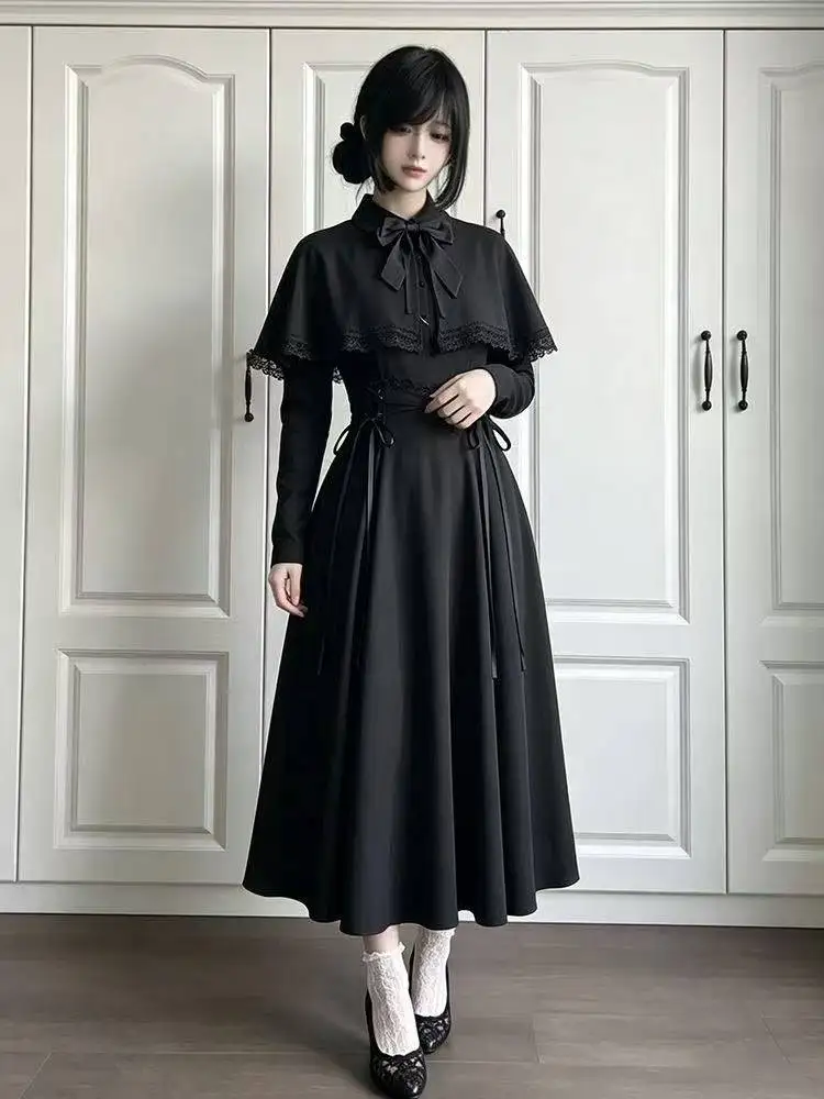 Women Black Gothic Lolita Midi - Fashion Street Night recension och pris